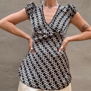 Vintage Y2K Bold Chain Print Blouse